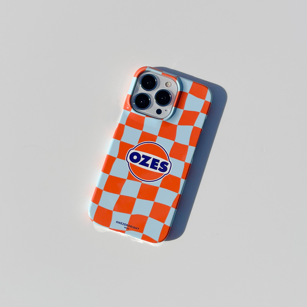 108seoul108 CHECKER BOARD_blue orange_ozes(glossy-slim-hard)