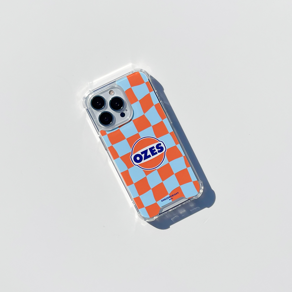 108seoul108 CHECKER BOARD_blue orange_ozes(tank-bumper-jelly)