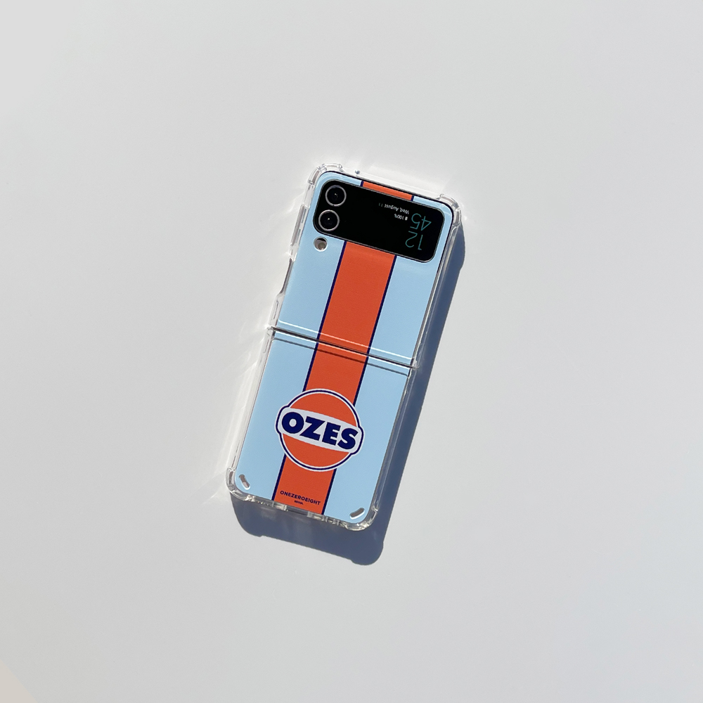 108seoul[Galaxy Z Flip] 108 CENTER COURT_blue orange_ozes_down(tank-bumper-jelly)