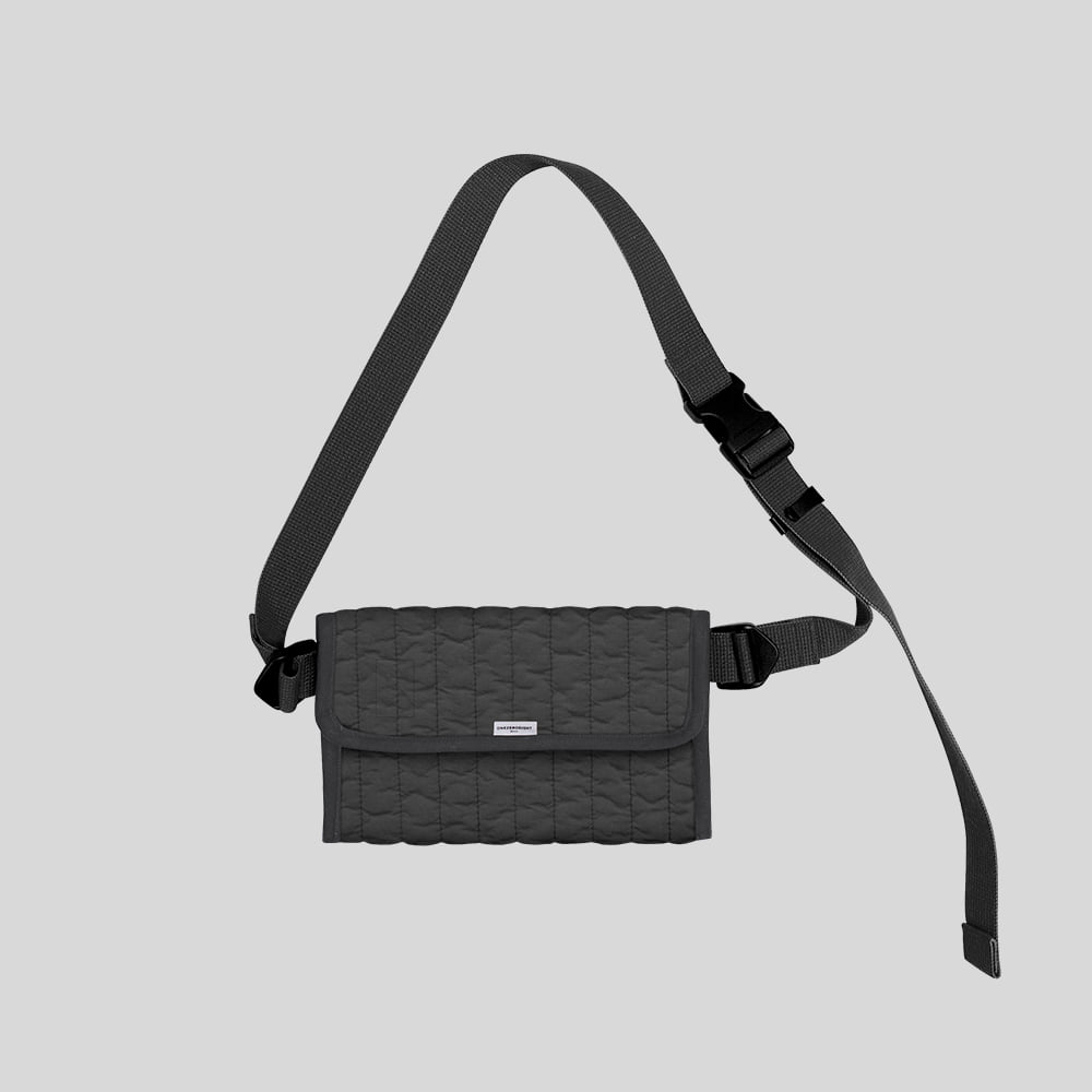 108seoulFIKA mini cross body bag_Charcoal (ver.quilted fabric)